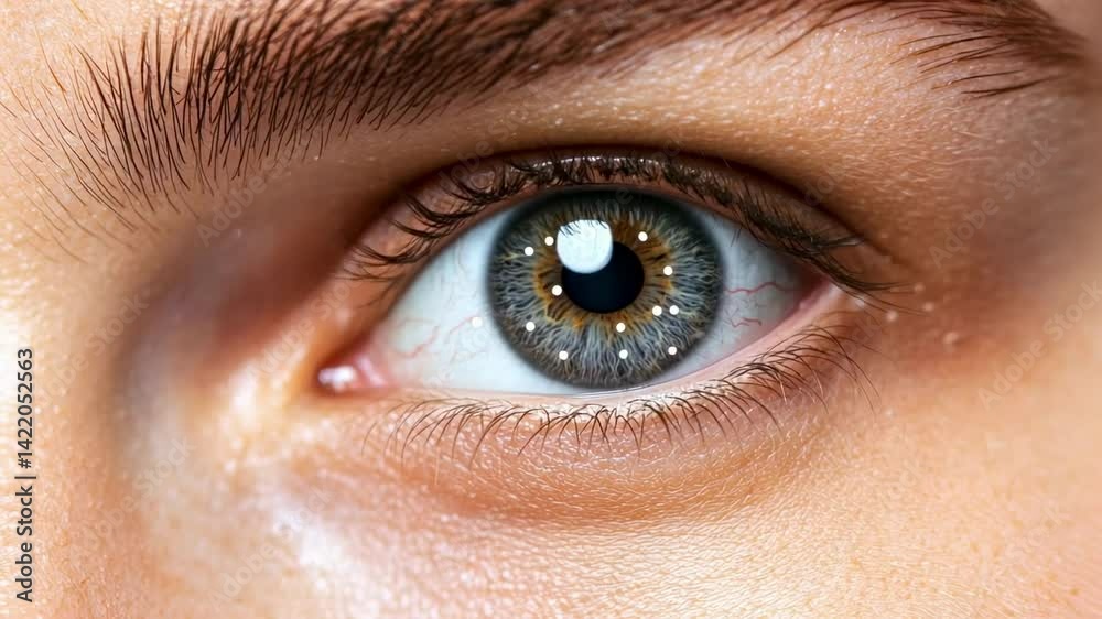 Poster macro photograph of an open eye showcasing the detailed structure of the iris, pupil, and surroundin