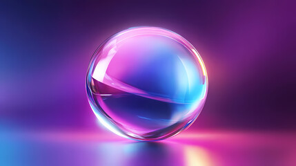 Geometric orb with iridescent sheen and neon illumination, abstract shape, iridescent, orb. Cosmic Illumination. Illustration