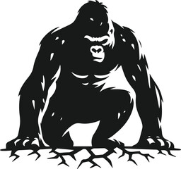 Vector silhouette of a gorilla
