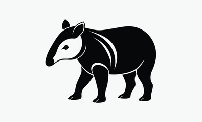 Tapir silhouette, Vector illustration, Tapir on white background 
