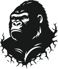 Vector silhouette of a gorilla