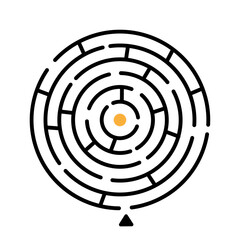 Black round maze or labyrinth icon