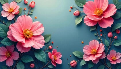 Fototapeta premium Continuous blooming floral motif, soft color palette , delicate, texture