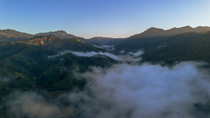 Stunning Sunrise Over Foggy Mountain Landscape