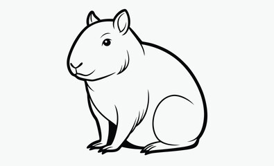capybara silhouette for any art form, Capybara illustration, minimal capybara vector, Rodent animal vector, Wildlife illustration  