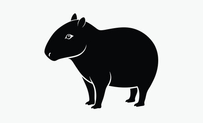 capybara silhouette for any art form, Capybara illustration, minimal capybara vector, Rodent animal vector, Wildlife illustration  