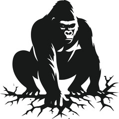 Vector silhouette of a gorilla