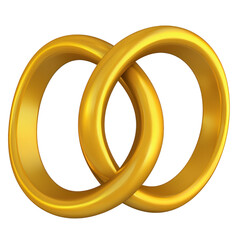 Two interlocking gold rings symbolize unity and commitment, often associated with weddings and engagements. shiny, metallic surface reflects light, enhancing their elegance