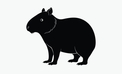 capybara silhouette for any art form, Capybara illustration, minimal capybara vector, Rodent animal vector, Wildlife illustration  