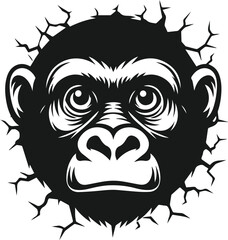 Vector silhouette of a gorilla
