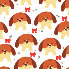 seamless pattern cute cartoon puppy smiling happily. animal pattern for wallpaper, background and gift wrap paper