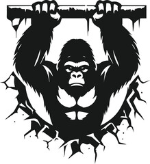 Vector silhouette of a gorilla