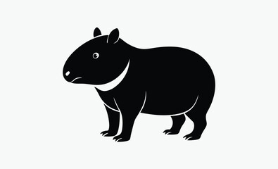 capybara silhouette for any art form, Capybara illustration, minimal capybara vector, Rodent animal vector, Wildlife illustration  