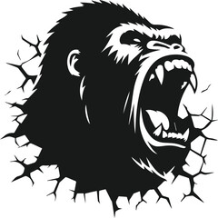 Vector silhouette of a gorilla