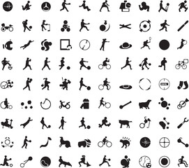 Sports related icon set. Game vector collection isolated on transparent background.