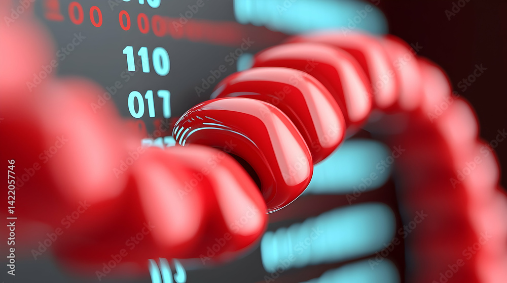 Aufkleber abstract red binary code background