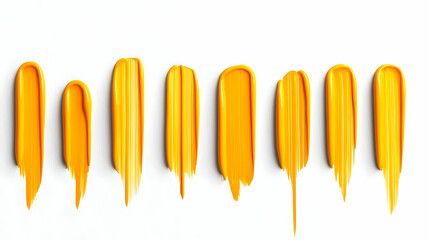 Bright Yellow Paint Strokes on White Background