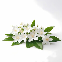 Obraz premium panoramic shot of jasmine flowers on white surface 