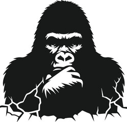 Vector silhouette of a gorilla
