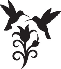 vector illustration of a humming birds with flower