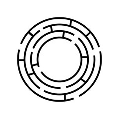 Black round maze labyrinth