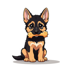 Cute German Shepherd Dog Cartoon Vector Icon Illustration Animal Nature Icon Isolated Flat Vector