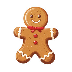 A smiling gingerbread man cookie with a red bow delicious holiday treat