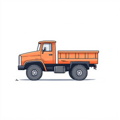 Fototapeta premium vintage box truck illustration in side profile, colorful delivery vehicle with cargo container and stylized retro design, flat vector artwork for shipping and transport themes