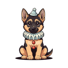 Cute German Shepherd Dog Cartoon Vector Icon Illustration Animal Nature Icon Isolated Flat Vector