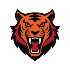 tiger head roaring vector art illustration