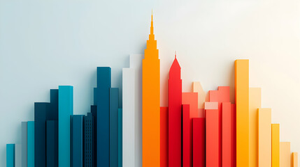 Colorful Abstract Cityscape of Geometric Buildings