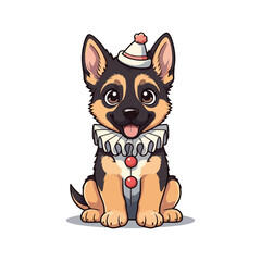 Cute German Shepherd Dog Cartoon Vector Icon Illustration Animal Nature Icon Isolated Flat Vector