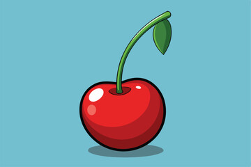 Vector shiny bright red cherries Citrus berries provide healthy vitamins.