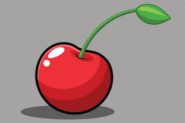 Vector shiny bright red cherries Citrus berries provide healthy vitamins.