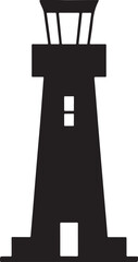 Airport control tower silhouette, Air traffic control tower vector illustration