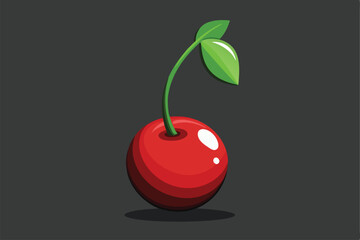 Vector shiny bright red cherries Citrus berries provide healthy vitamins.