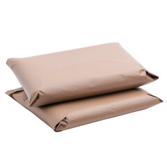 Two brown paper packages are stacked on top of each other, showcasing simple and eco friendly packaging design. smooth texture and neutral color convey minimalist and sustainable approach