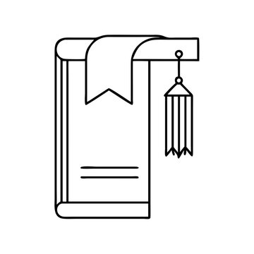 book with scroll and tassel outline clip art preview