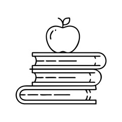 books and apple for learning icon, books and apple for learning line art - simple line art of books and apple for learning, perfect for books and apple for learning logos and icons