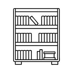 bookshelf icon, bookshelf line art - simple line art of bookshelf, perfect for bookshelf logos and icons
