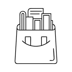 books in a bag icon, books in a bag line art - simple line art of books in a bag, perfect for books in a bag logos and icons