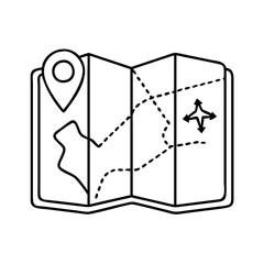 book with a map icon, book with a map line art - simple line art of book with a map, perfect for book with a map logos and icons