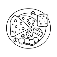 cheese platter icon, cheese platter line art - simple line art of cheese platter, perfect for cheese platter logos and icons