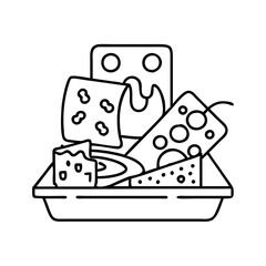 cheese platter icon, cheese platter line art - simple line art of cheese platter, perfect for cheese platter logos and icons