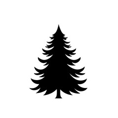 Obraz premium silhouette of pine tree stands against plain background, showcasing its symmetrical branches and pointed top. image captures essence of nature and simplicity