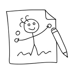 child s drawing icon, child s drawing line art - simple line art of child s drawing, perfect for child s drawing logos and icons