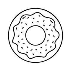 chocolate doughnut icon, chocolate doughnut line art - simple line art of chocolate doughnut, perfect for chocolate doughnut logos and icons