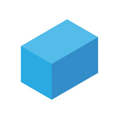 Fototapeta premium Simple isometric illustration of a three-dimensional blue cube with shadows, ideal for infographics, design, and digital interfaces. Vector illustration