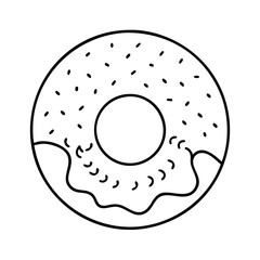 cinnamon sugar doughnut icon, cinnamon sugar doughnut line art - simple line art of cinnamon sugar doughnut, perfect for cinnamon sugar doughnut logos and icons