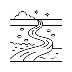 clean river icon, clean river line art - simple line art of clean river, perfect for clean river logos and icons